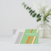 Abstracte strepen in oranje groen grijs visitekaartje (Staand voorkant)