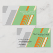 Abstracte strepen in oranje groen grijs visitekaartje (Voorkant / Achterkant)