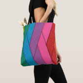 Abstracte strepen, kleurrijk, tote bag (Dichtbij)
