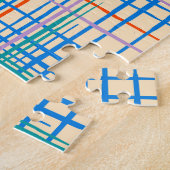 Abstracte strepen, kleurrijke etnische grasmat. legpuzzel (Zijkant)