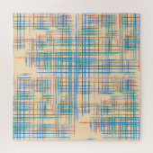 Abstracte strepen, kleurrijke etnische grasmat. legpuzzel (Horizontaal)