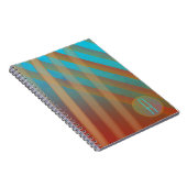 Abstracte strepen/monogram/turquoise & warme tinte notitieboek (Rechterzijde)