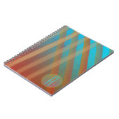 Abstracte strepen/monogram/turquoise & warme tinte notitieboek (Linkerzijde)