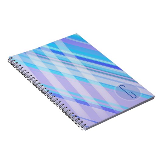 Abstracte Strepen/Purple Blues/monogram Notitieboek (Rechterzijde)