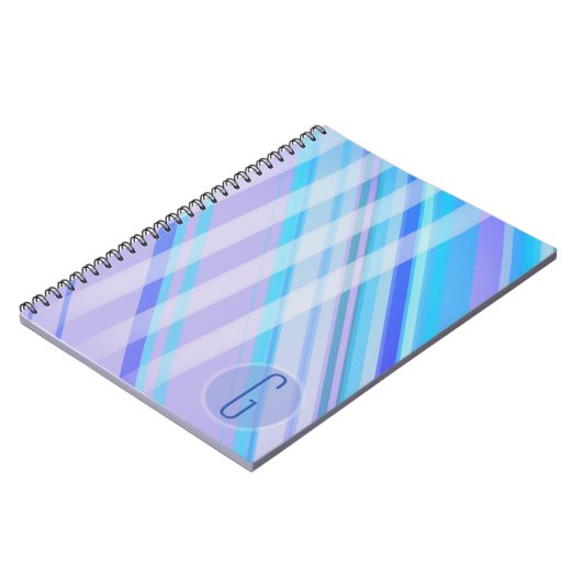 Abstracte Strepen/Purple Blues/monogram Notitieboek (Linkerzijde)