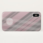 Abstracte strepen/Rokerig roze & grijs/Monogram Case-Mate iPhone Case (Achterkant (horizontaal))