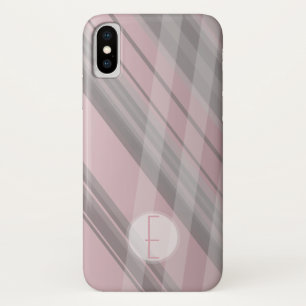 Abstracte strepen/rokerige roze &grey/monogram Case-Mate iPhone case
