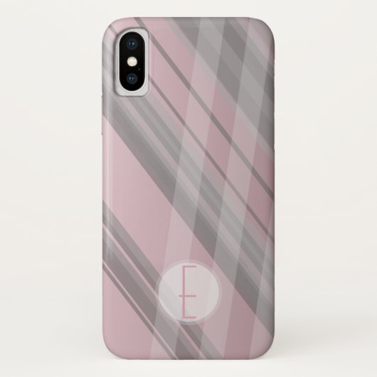 Abstracte strepen/rokerige roze &grey/monogram Case-Mate iPhone case (Achterkant)