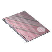 Abstracte strepen/roze & grijs/monogram notitieboek (Rechterzijde)