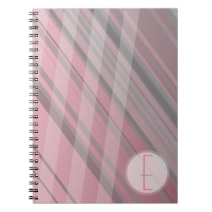 Abstracte strepen/roze & grijs/monogram notitieboek