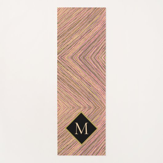 Abstracte Stripes Gold Glitter Monogram Yogamat (Voorkant)