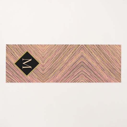 Abstracte Stripes Gold Glitter Monogram Yogamat (Voorkant (horizontaal))