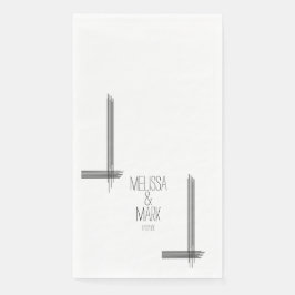 Abstracte Stripes Hand Drawn Name Wedding Servet