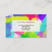 Abstracte Stripes Neon Artistic Waterverf Pattern Visitekaartje (Achterkant)