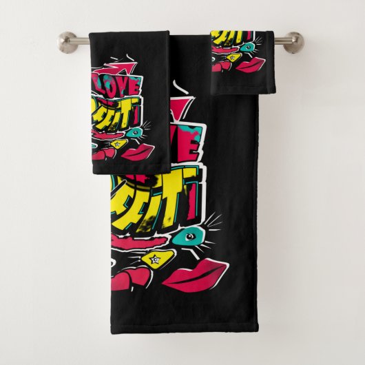 Abstracte strips graffiti sms grunge urban lippen bad handdoek (Insitu)