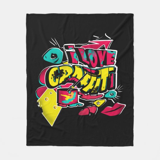 Abstracte strips graffiti sms grunge urban lippen fleece deken (Voorkant)