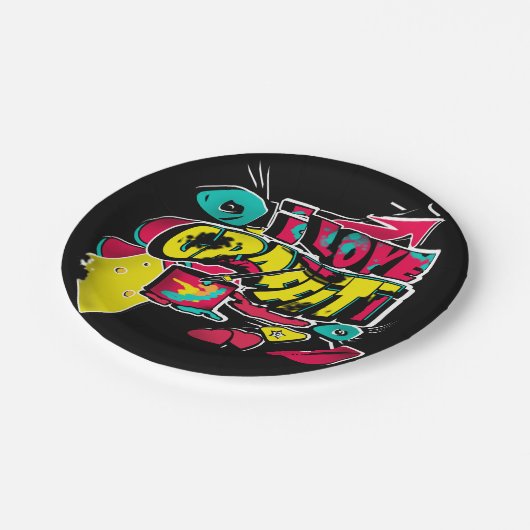 Abstracte strips graffiti sms grunge urban lippen papieren bordje (Gekanteld)