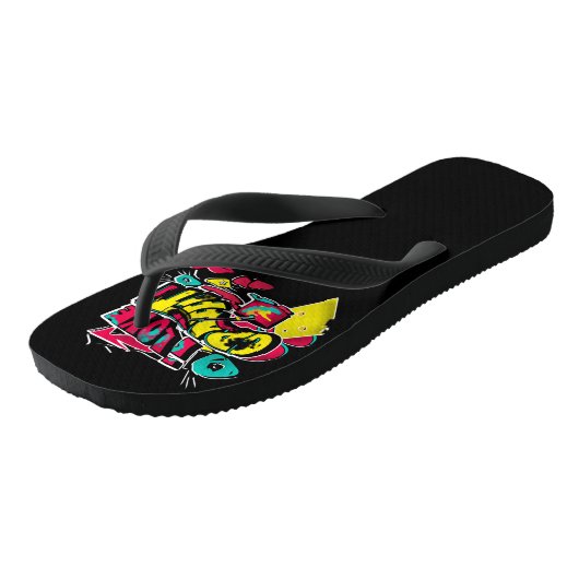 Abstracte strips graffiti sms grunge urban lippen teenslippers (Schuin)