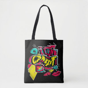 Abstracte strips graffiti sms grunge urban lippen tote bag