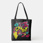 Abstracte strips graffiti sms grunge urban lippen tote bag (Achterkant)