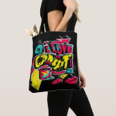 Abstracte strips graffiti sms grunge urban lippen tote bag (Dichtbij)