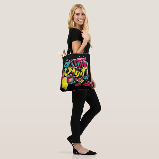 Abstracte strips graffiti sms grunge urban lippen tote bag (Op model)