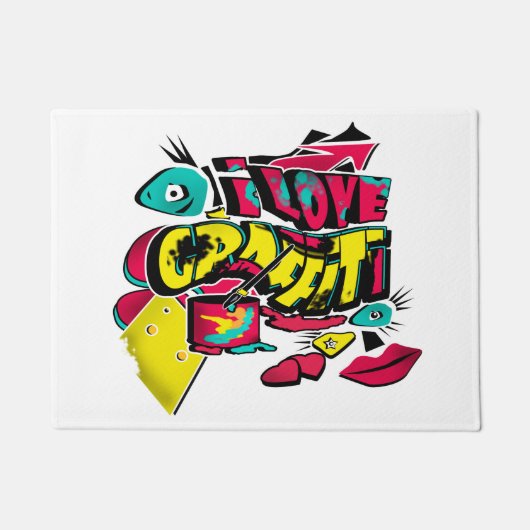 Abstracte strips graffiti stijl sms grunge urban c deurmat (Voorkant)
