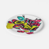 Abstracte strips graffiti stijl sms grunge urban c papieren bordje (Gekanteld)