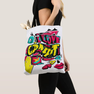 Abstracte strips graffiti stijl sms grunge urban c tote bag