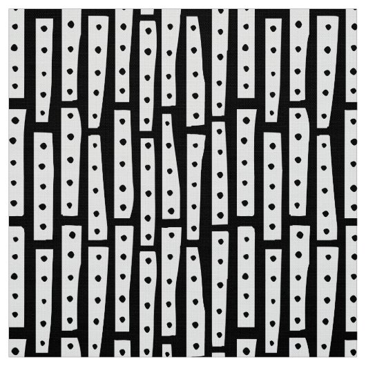 Abstracte strips verticaal - wit op zwart stof (Swatch)