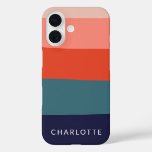  Abstracte strips voor de marine en de rode breedt iPhone 16 Hoesje