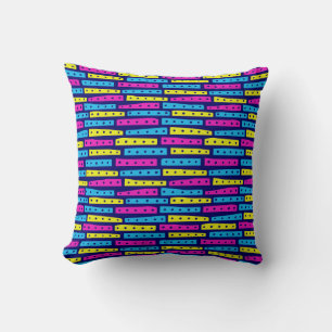 Abstracte stroken - Kleuren 02 op donkerblauw Kussen