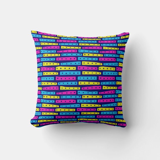 Abstracte stroken - Kleuren 02 op donkerblauw Kussen (Voorkant)