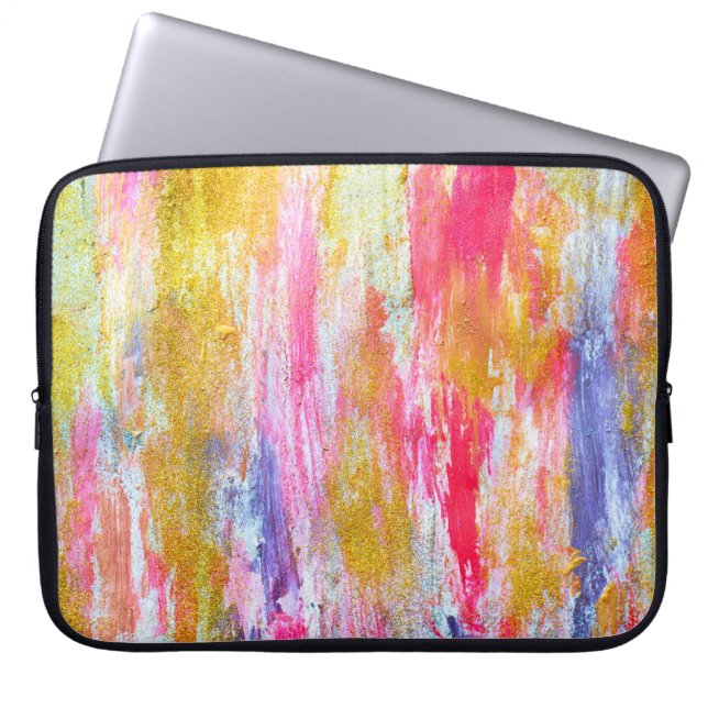Abstracte stromen verven aan de wand. Moderne tex Laptop Sleeve (Voorkant)