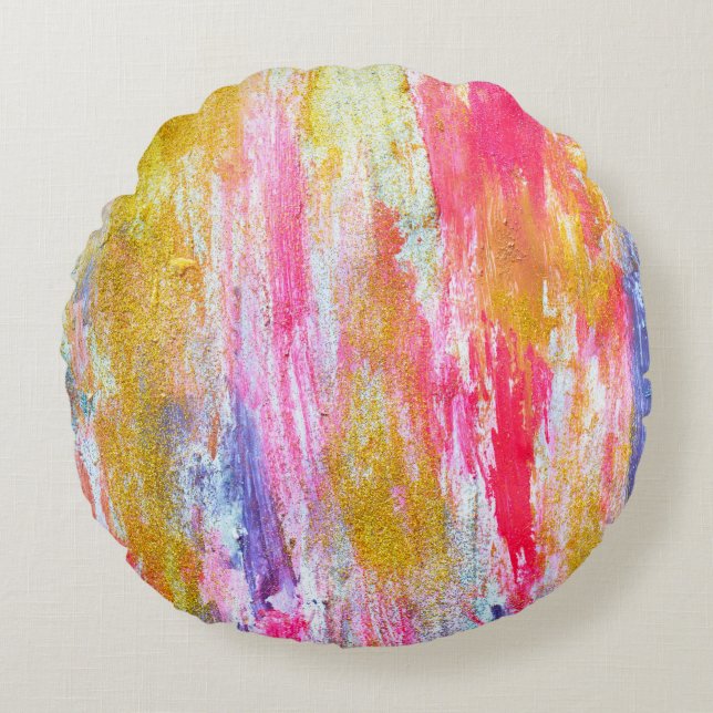 Abstracte stromen verven aan de wand. Moderne tex Rond Kussen (Voorkant)