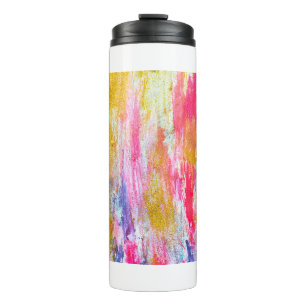 Abstracte stromen verven aan de wand. Moderne tex Thermosbeker