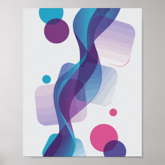 Abstracte stromende golf met kleurrijke vormen poster