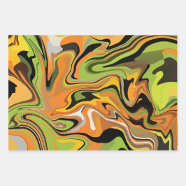 Abstracte stromende golven van herfstkleuren inpakpapier vel