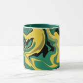 Abstracte Stromende Groene en Gele Ontwerp Mok (Midden)