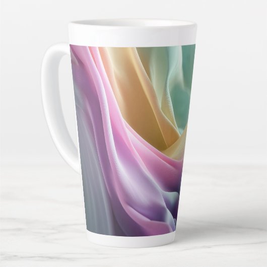 Abstracte stromende pastel stof textuur latte mok (Linkerhoek)