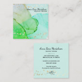 *~* Abstracte Strommelbubelen Mint Groen Geel Blau Vierkante Visitekaartje (Voorkant / Achterkant)