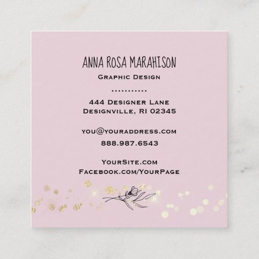 *~* Abstracte Strommelbubelen Peach Roze Blauw Vierkante Visitekaartje (Achterkant)