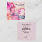 *~* Abstracte Strommelbubelen Peach Roze Blauw Vierkante Visitekaartje (Voorkant / Achterkant)