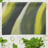 Abstracte stroom - Geel grijs Theedoek (Gevouwen)