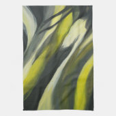 Abstracte stroom - Geel grijs Theedoek (Verticaal)