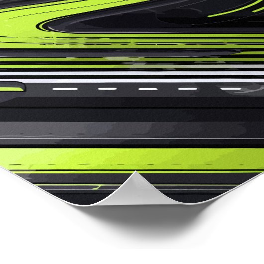 Abstracte stroom met groene en zwarte lijnen poster (Hoek)