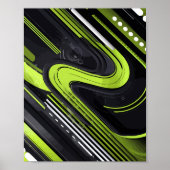 Abstracte stroom met groene en zwarte lijnen poster (Voorkant)
