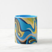 Abstracte stroom van blauwe en aardse tonen mok (Midden)