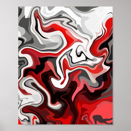 Abstracte stroom van rode, zwarte, witte en grijze poster (Voorkant)