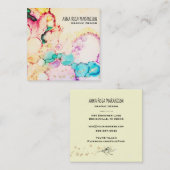 *~* Abstracte-stroombelletjes Peach Geel Blauw Vierkante Visitekaartje (Voorkant / Achterkant)